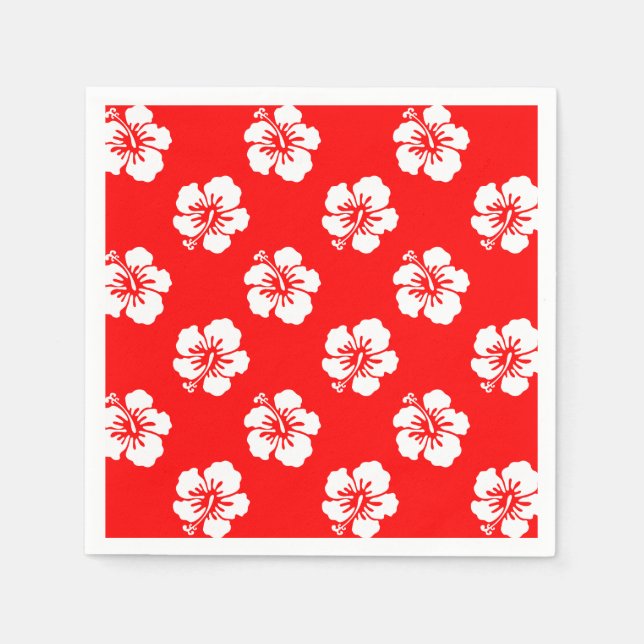 Motif Hawaïen Hibiscus Rouge et blanc Pappersservett (Framsidan)