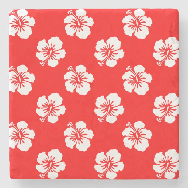 Motif Hawaïen Hibiscus Rouge et blanc Stenunderlägg (Framsidan)