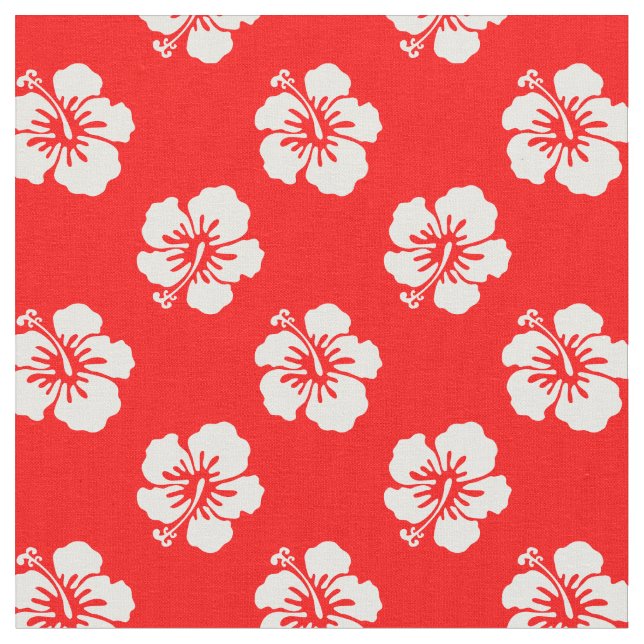 Motif Hawaïen Hibiscus Rouge et blanc Tyg (Närbild)