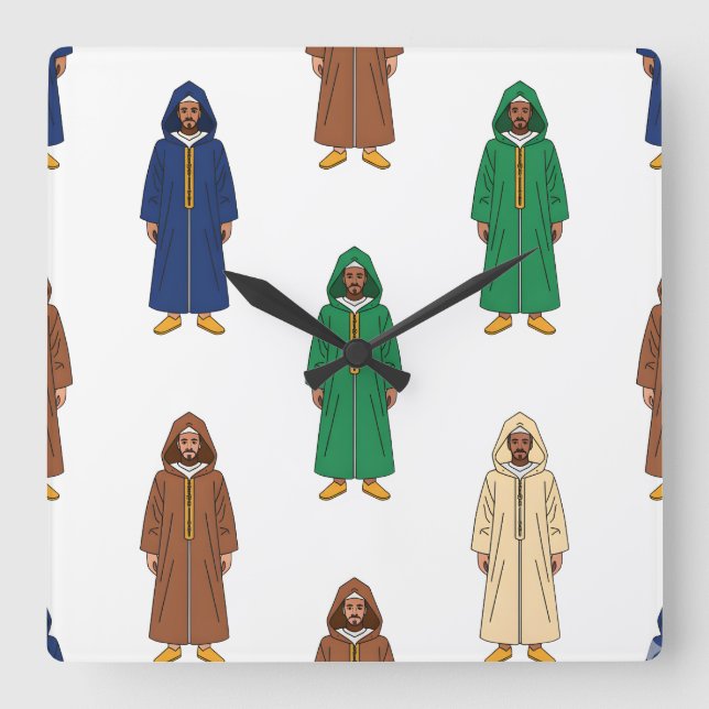 Motif Marocain Djellaba Fyrkantig Klocka (Framsida)