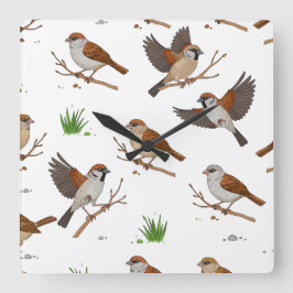Motif marocain d'Oiseaux de Bruges Fyrkantig Klocka