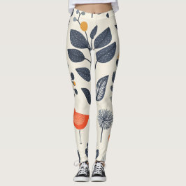 🌿 Motif Nature Scandinave avec Oiseau 🐦 Leggings
