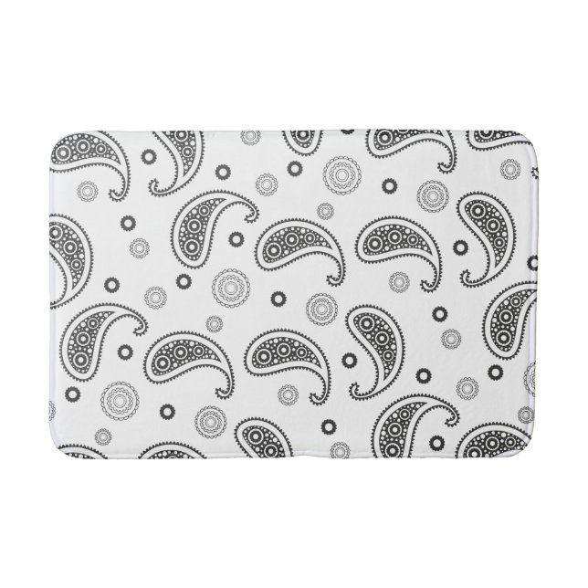 Motif Paisley Noir et blanc Badrumsmatta (Framsidan)