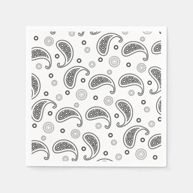 Motif Paisley Noir et blanc Pappersservett (Framsidan)