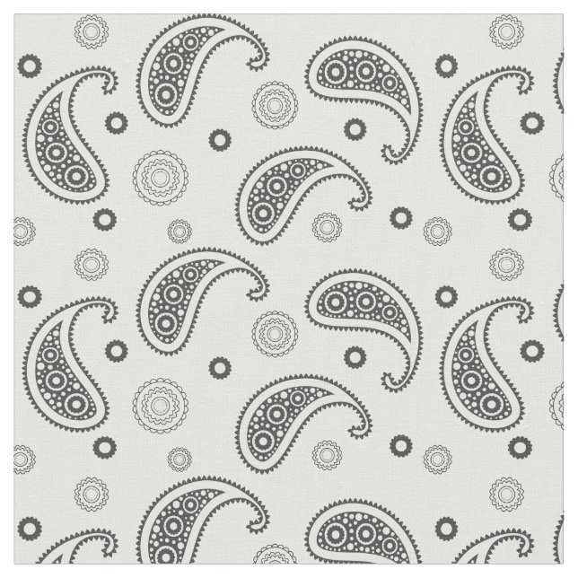 Motif Paisley Noir et blanc Tyg (Närbild)