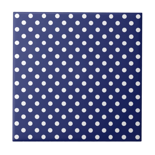 Motif Pois Blanc Bleu marine Kakelplatta (Framsidan)
