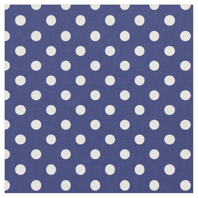 Motif Pois Blanc Bleu marine Tyg (Närbild)