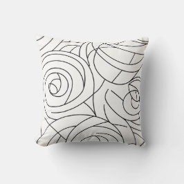 Motif Spirale Abstrait - Noir et Blanc Moderne Kudde