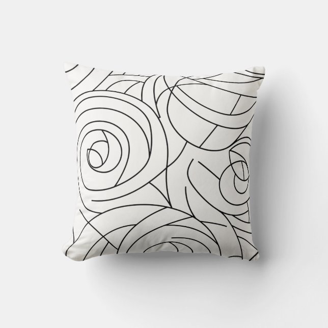 Motif Spirale Abstrait - Noir et Blanc Moderne Kudde (Framsida)