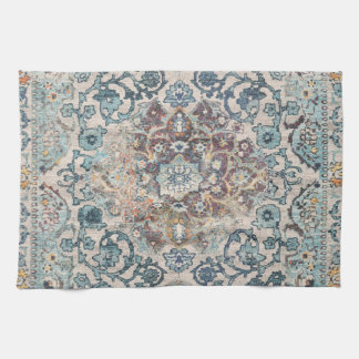 Motifs Orientaux en Bleu et Beige Kökshandduk
