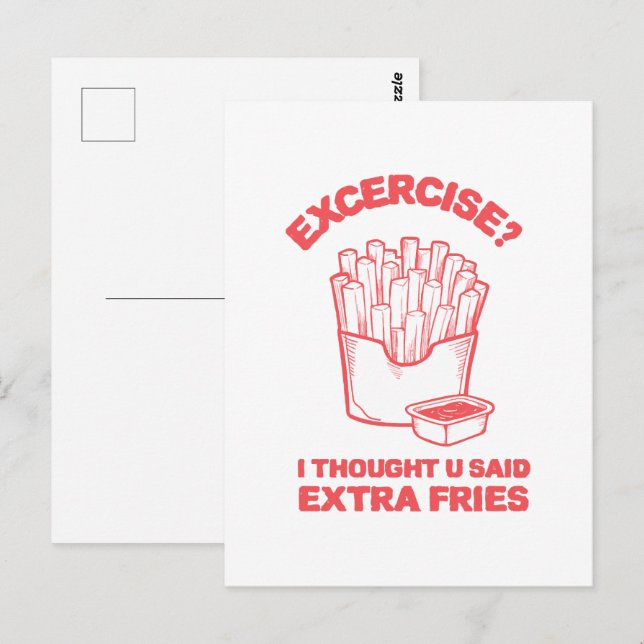 Motion jag trodde du sa extra pommes frites - pomm vykort (Fram/baksida)