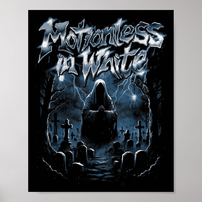 Motionslös i vit - Officiell Merchandise - rädsla Poster (Framsidan)