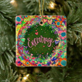 Motiv Blommigt Färgstark Söt Uppmuntra Julgransprydnad Keramik