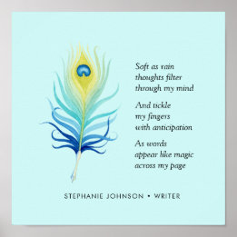 Motiv Dikt för skrivprogram Peacock Quill Pen Poster