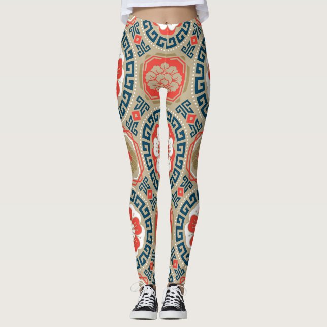 Motiv för asiatisk Elegant: Geometrisk design Leggings (Framsida)