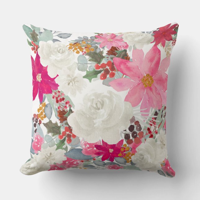 Motiv för blommigt inför julsäsongen kudde (Framsida)