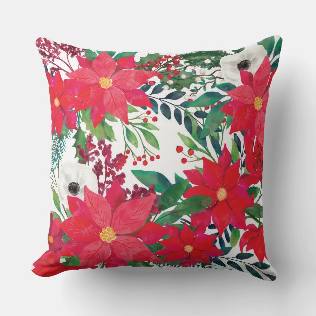 Motiv för blommigt inför julsäsongen kudde (Framsida)