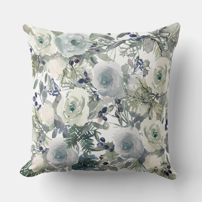 Motiv för blommigt inför julsäsongen kudde (Framsida)