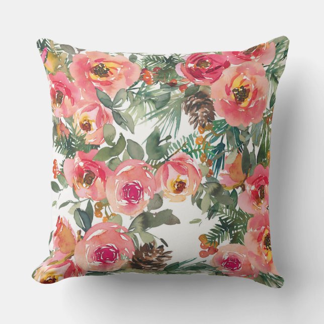 Motiv för blommigt inför julsäsongen kudde (Framsida)