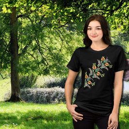 Motiv för gult vit ungersk blommigt t shirt