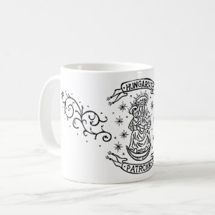 Motiv för religiösa av medeltida jungfrulig primär kaffemugg