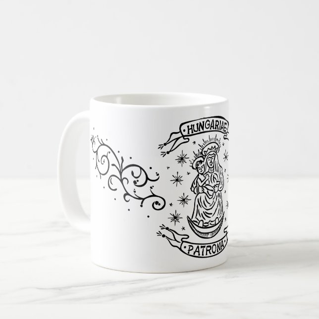 Motiv för religiösa av medeltida jungfrulig primär kaffemugg (Framsida vänster)