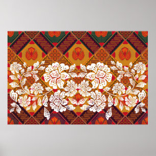 Motiv från indonesisk batik med mycket distinkta a poster