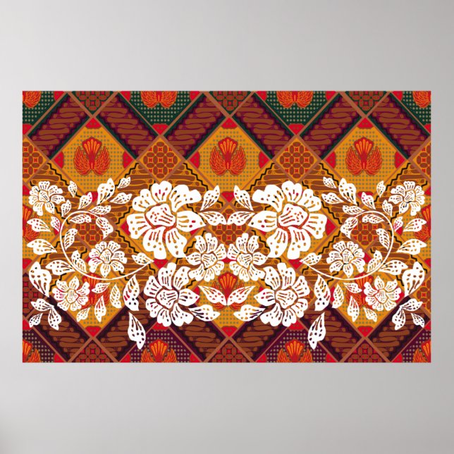 Motiv från indonesisk batik med mycket distinkta a poster (Framsidan)