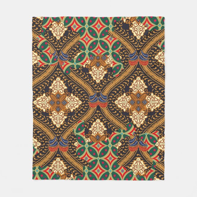 Motiv från indonesisk batik med mycket tydlig plan fleecefilt (Framsidan)