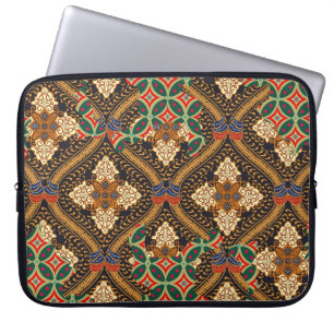 Motiv från indonesisk batik med mycket tydlig plan laptop fodral