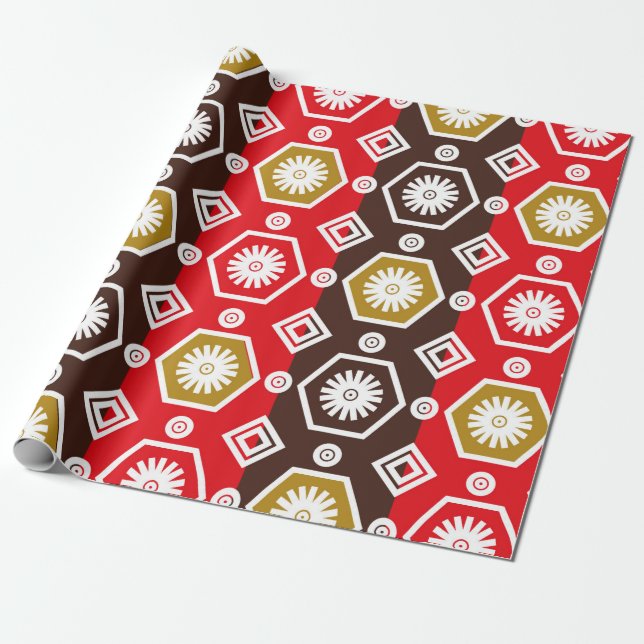 Motiv från indonesisk batik med mycket tydlig plan presentpapper (Utrullad)