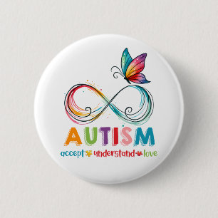 Motiv Kärlek Autism Awareness Butterfly Knapp