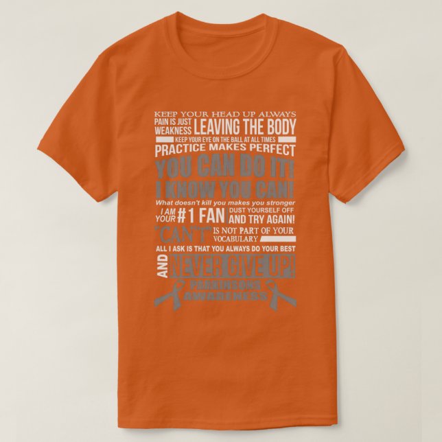 Motiv och inspirerande medvetenhet om parkinsons t shirt (Design framsida)