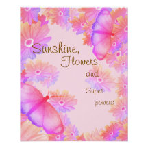 Motiv Rosa Blommigt Butterfly