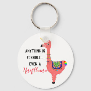 Motiv Rosa Kawaii Unicorn Flamingo Llama Nyckelring