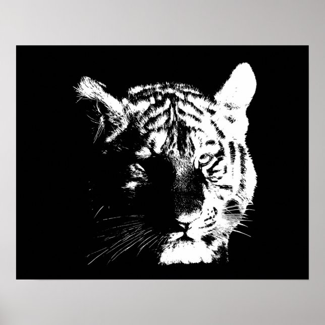 Motiv tiger Öga Black & White Poster (Framsidan)