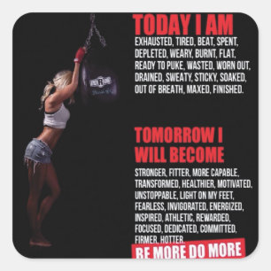 Motivaitonal Fitness Gym Fyrkantigt Klistermärke