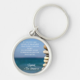 MOTIVALTIONELL KEYCHAIN RUND SILVERFÄRGAD NYCKELRING