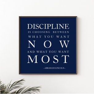 Motivation Disciplin Marinblå Vit Poster