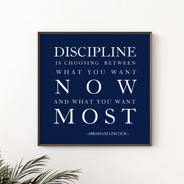 Motivation Disciplin Marinblå Vit  Poster (Skapare uppladdad)