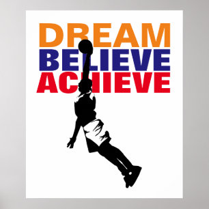 Motivation Dream Tro Achieve Basketball Poster