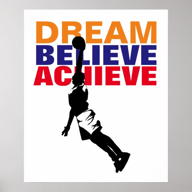 Motivation Dream Tro Achieve Basketball Poster (Framsidan)