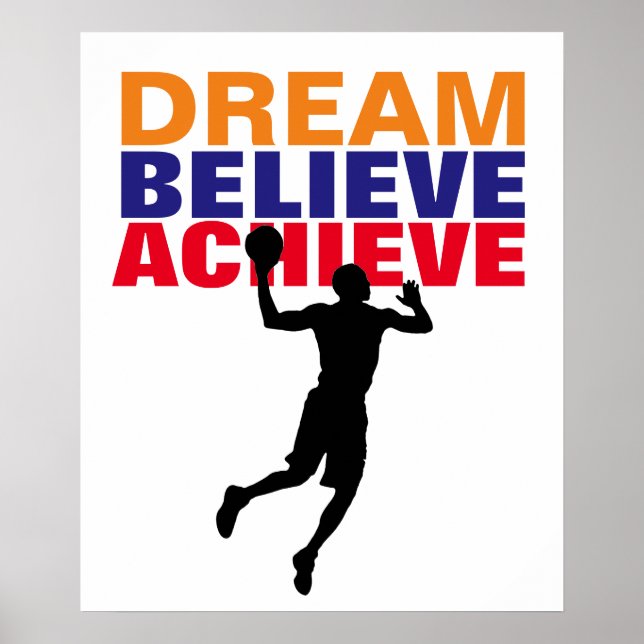 Motivation Dream Tro Achieve Basketball Poster (Framsidan)