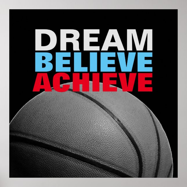 Motivation Dream tror att Achieve Basketball Poste Poster (Framsidan)