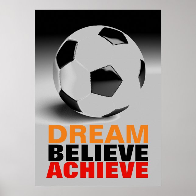 Motivation Dream tror att fotbollsfotbollsfotbolls Poster (Framsidan)