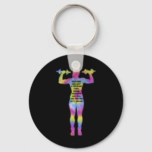 Motivation Fitness Woman Bodybuilding Gym Tie Dye Nyckelring