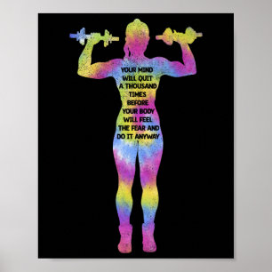Motivation Fitness Woman Bodybuilding Gym Tie Dye Poster