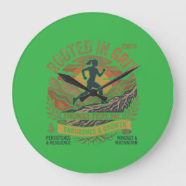 Motivation för löpning på stig med retro-grafik. stor klocka