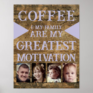 Motivation kaffefamilj 4 fotobrun lila poster