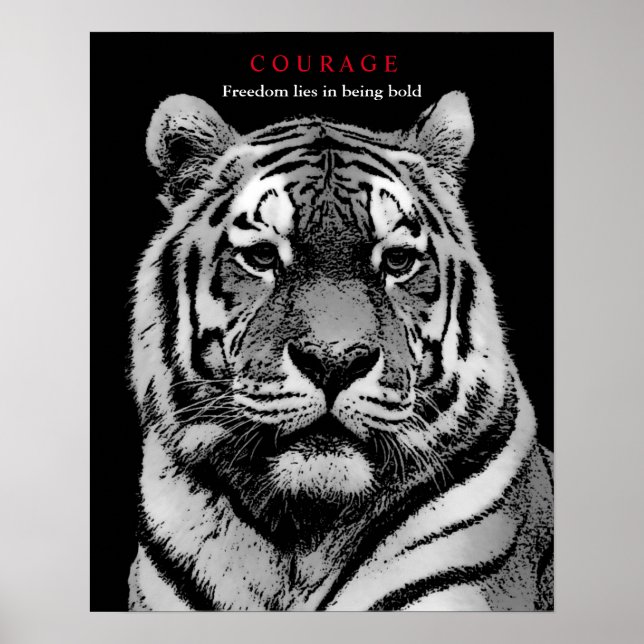 Motivation Tiger Black White Poster (Framsidan)